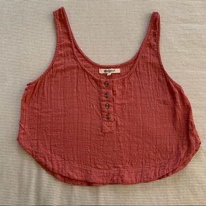 Rip Curl Tank Top Cropped Red Pink Buttons Linen Medium ripcurl